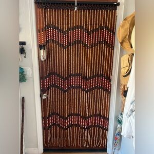 Vintage 1970s Wooden Beaded Door Curtain 72x36 | Boho MCM Geometric Room Divider